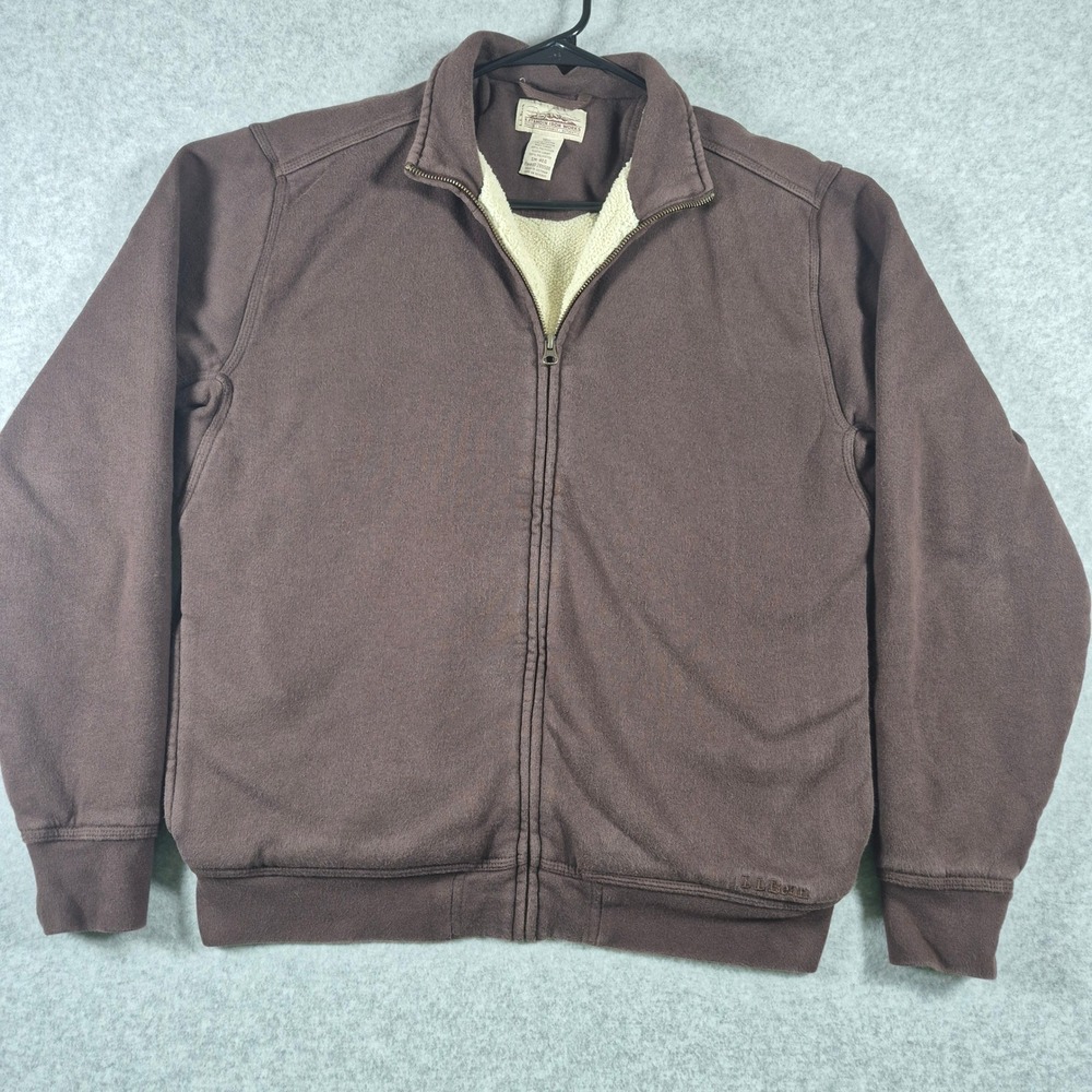 L.L. Bean Katahdin Iron Works Sweatshirt Mens Small Brown Sherpa Lined Full Zip